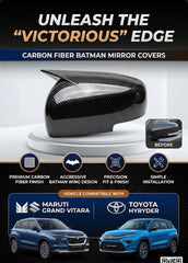 CARBON FIBER BATMAN MIRROR COVERS FOR MARUTI GRAND VITARA,VICTORIOUS,TOYOTA HYRIDER