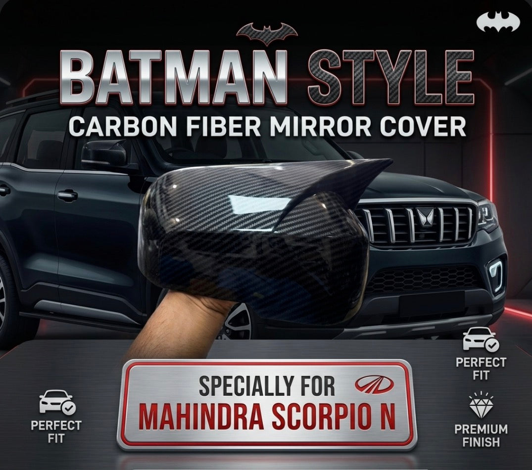 CARBON FIBER BATMAN MIRROR COVERS FOR MAHINDRA SCORPIO N (SET OF 2 PCS)