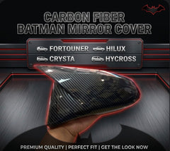 CARBON FIBER BATMAN MIRROR COVERS FOR TOYOTA FORTUNER 2016 ONWARDS,CRYSTA,HILUX,HYCROSS