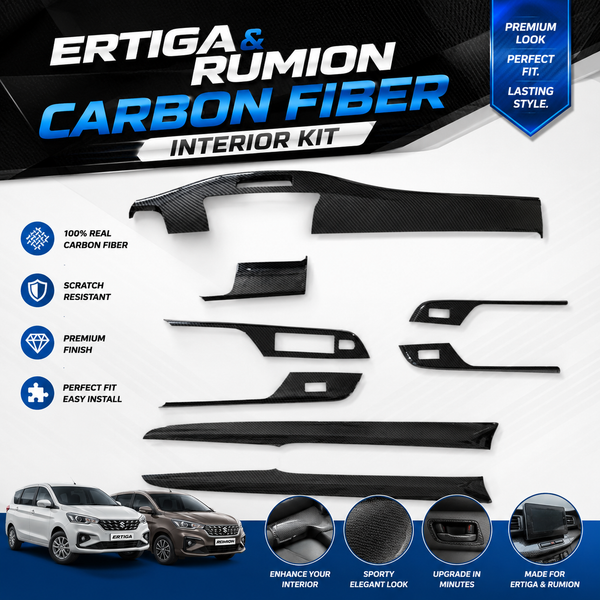 CARBON FIBER DESIGN INTERIOR KIT FOR MARUTI ERTIGA 2018 ONWARDS AND TOYOTA RUMION